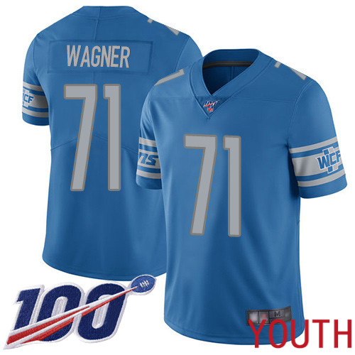 Detroit Lions Limited Blue Youth Ricky Wagner Home Jersey NFL Football #71 100th Season Vapor Untouchable->youth nfl jersey->Youth Jersey